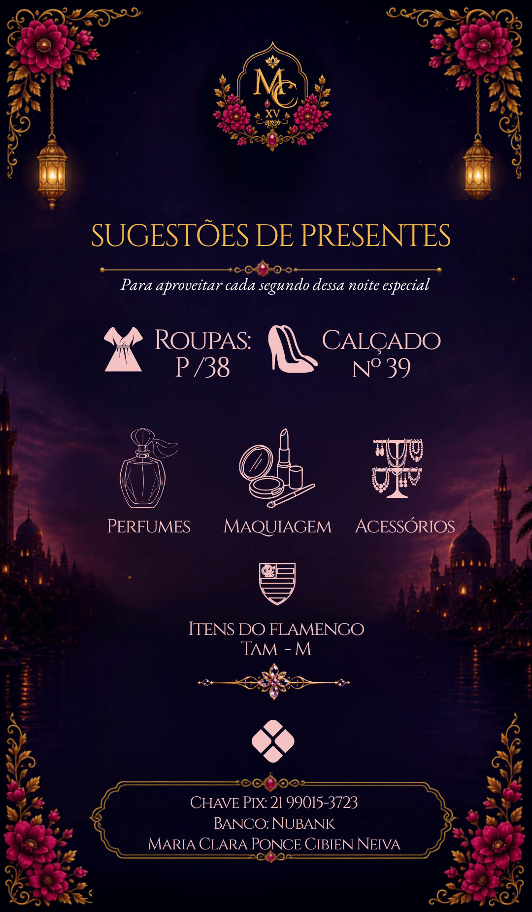 Sugestões de Presentes - Maria Clara